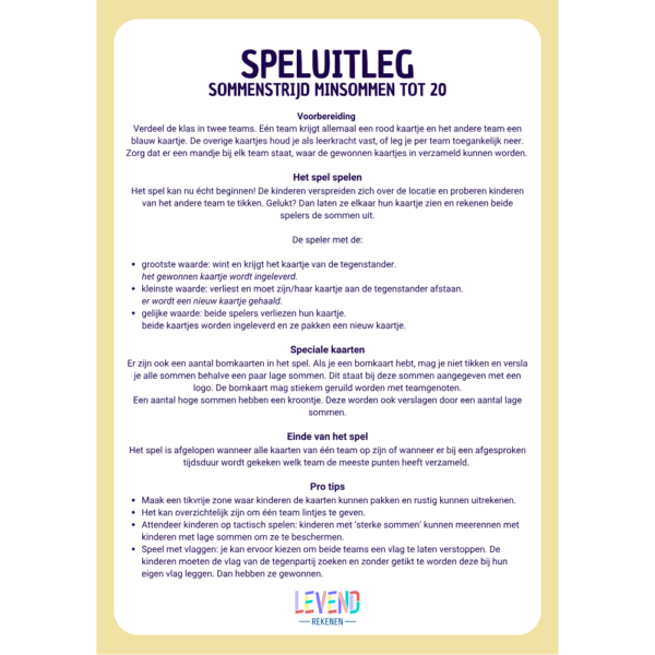 Sommenstrijd minsommen tot 20