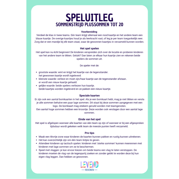 Sommenstrijd plussommen tot 20